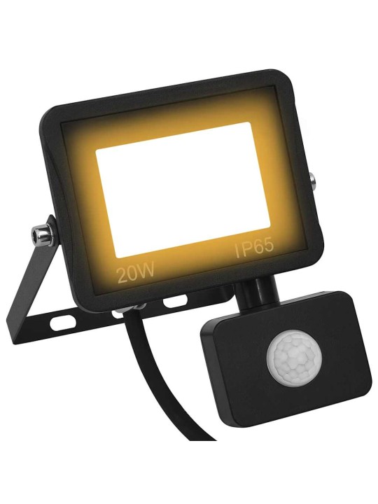 Led prožektors ar sensoru, 20 w, silti balta gaisma
