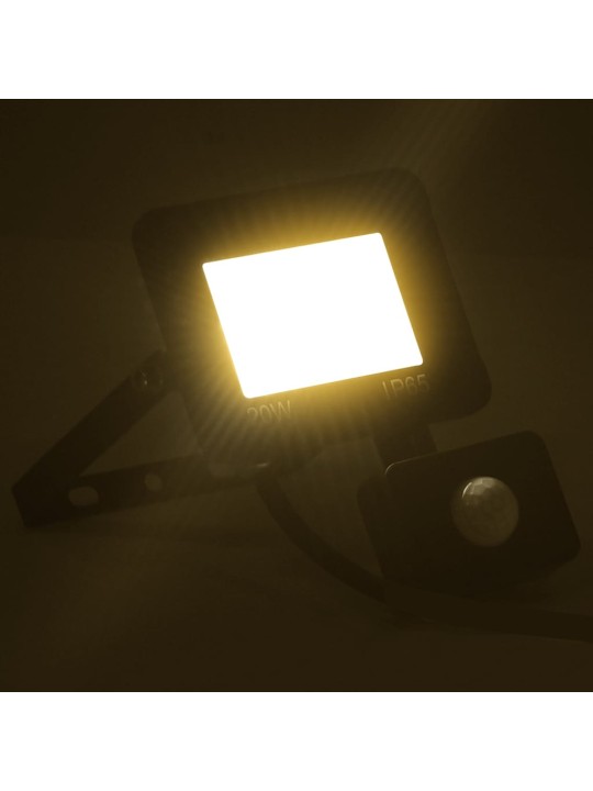 Led prožektors ar sensoru, 20 w, silti balta gaisma