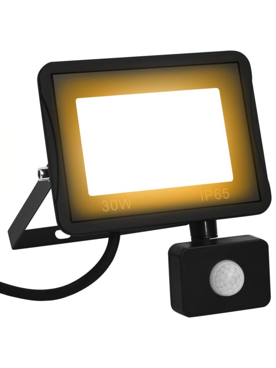 Led prožektors ar sensoru, 30 w, silti balta gaisma