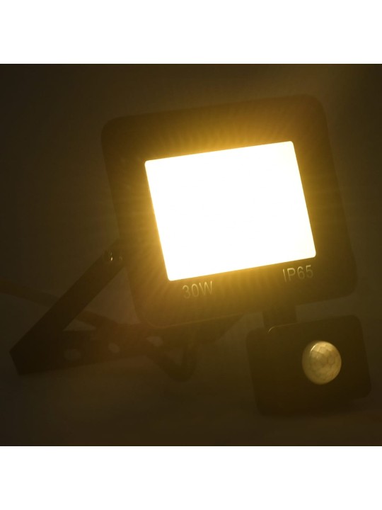 Led prožektors ar sensoru, 30 w, silti balta gaisma