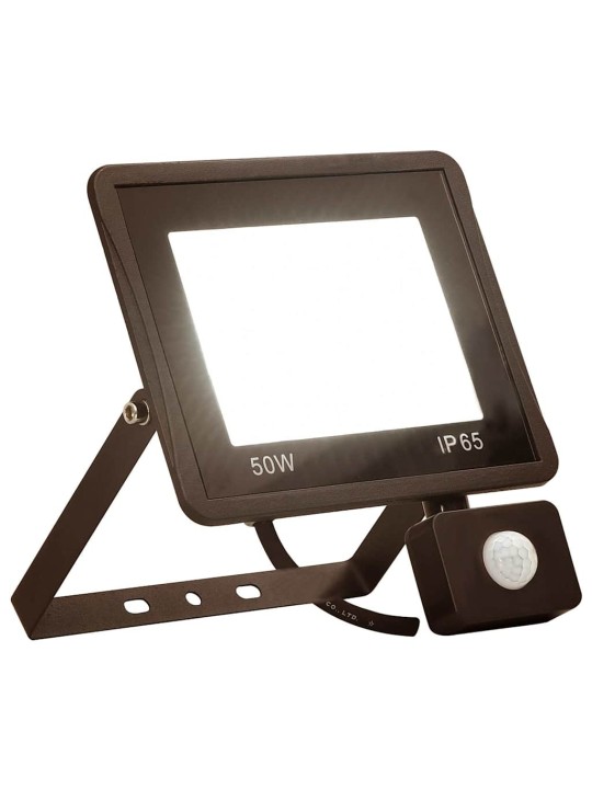 Led prožektors ar sensoru, 50 w, silti balta gaisma