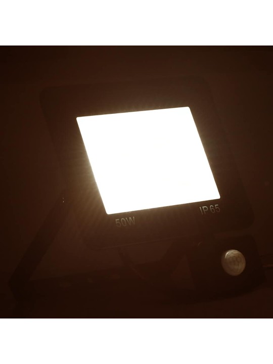 Led prožektors ar sensoru, 50 w, silti balta gaisma
