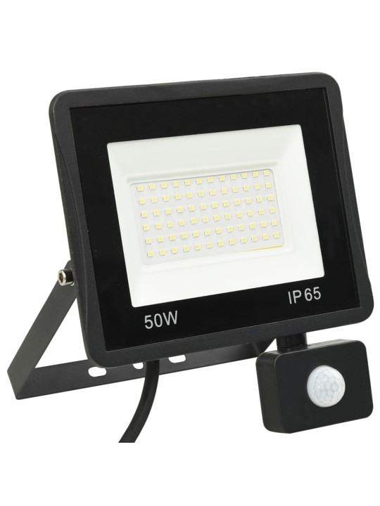 Led prožektors ar sensoru, 50 w, silti balta gaisma