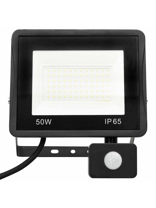 Led prožektors ar sensoru, 50 w, silti balta gaisma