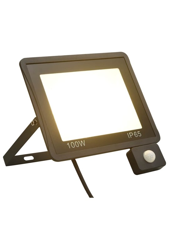 Led prožektors ar sensoru, 100 w, silti balta gaisma