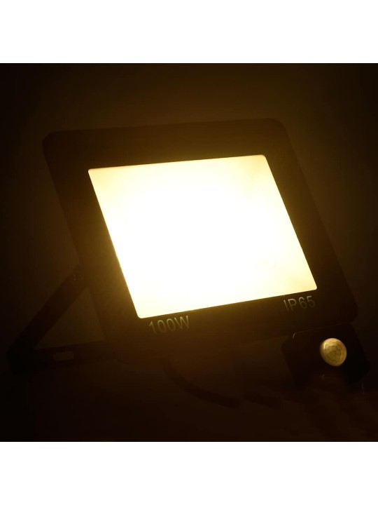 Led prožektors ar sensoru, 100 w, silti balta gaisma