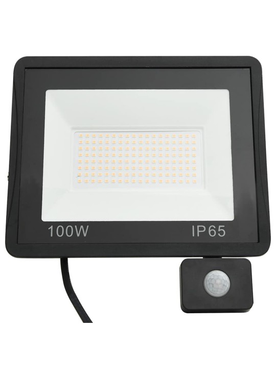 Led prožektors ar sensoru, 100 w, silti balta gaisma