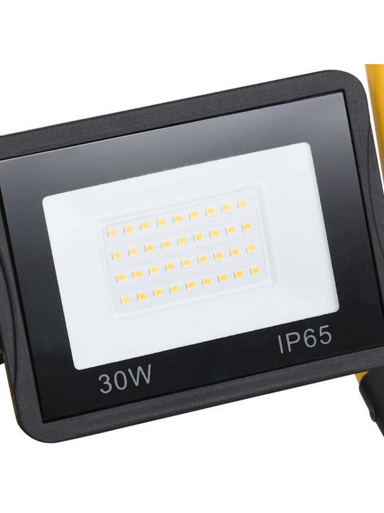 Led prožektors ar rokturi, 30 w, silti balta gaisma