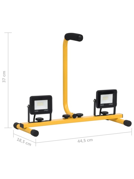 Led prožektors ar rokturi 2x10 w, silti balta gaisma