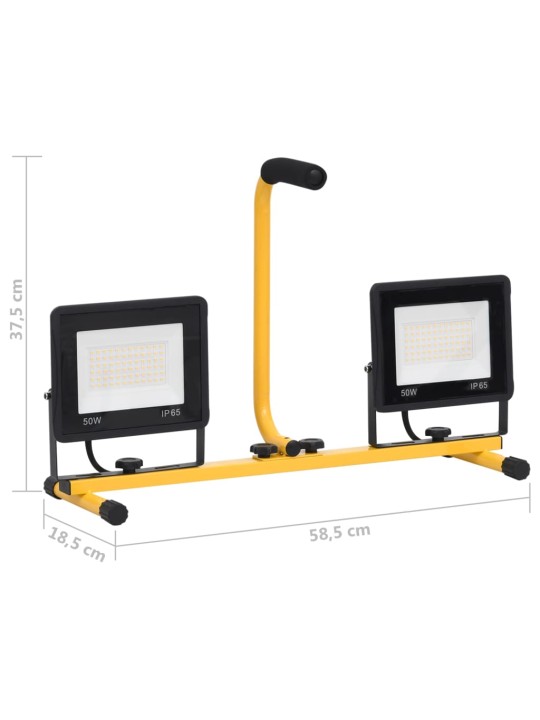 Led prožektors ar rokturi, 2x50 w, silti balta gaisma