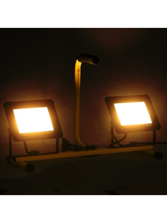 Led prožektors ar rokturi, 2x50 w, silti balta gaisma