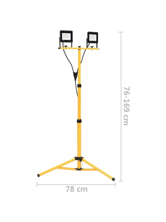 Led prožektors ar statīvu, 2x30 w, silti balta gaisma