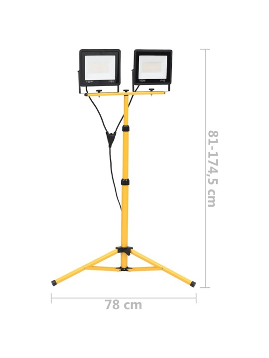 Led prožektors ar statīvu, 2x100 w, silti balta gaisma