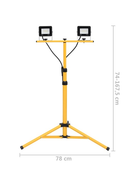 Led prožektors ar statīvu, 2x20 w, vēsi balta gaisma