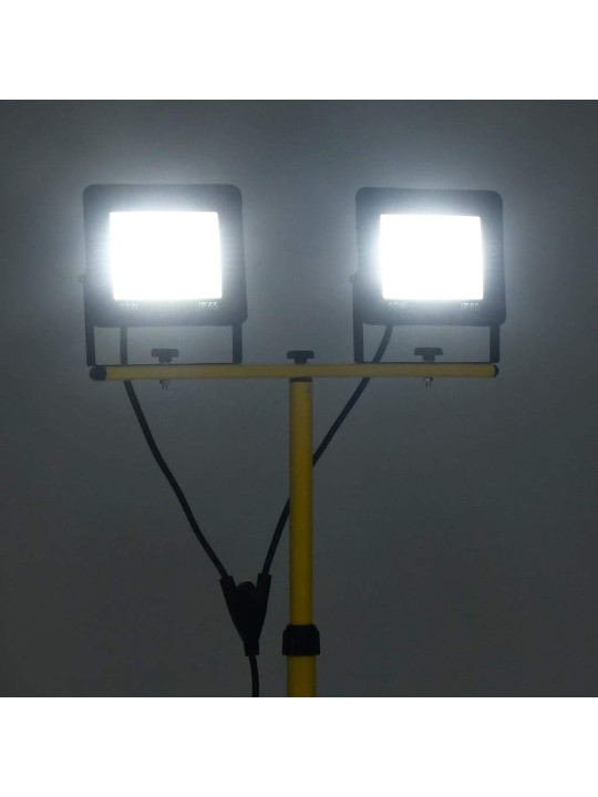Led prožektors ar statīvu, 2x50 w, vēsi balta gaisma