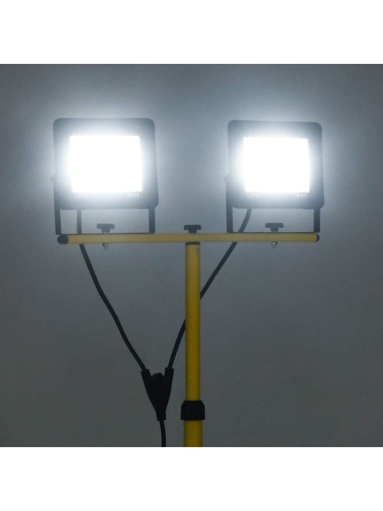 Led prožektors ar statīvu, 2x100 w, vēsi balta gaisma