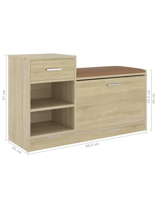 Apavu plaukts, ozolkoka krāsa, 94,5x31x57 cm, inženierijas koks