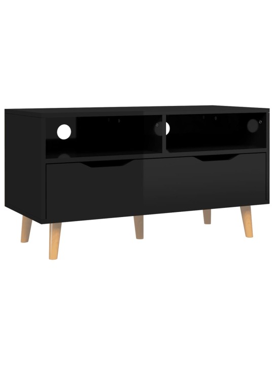 Tv skapītis, spīdīgi melns, 90x40x48,5 cm, inženierijas koks