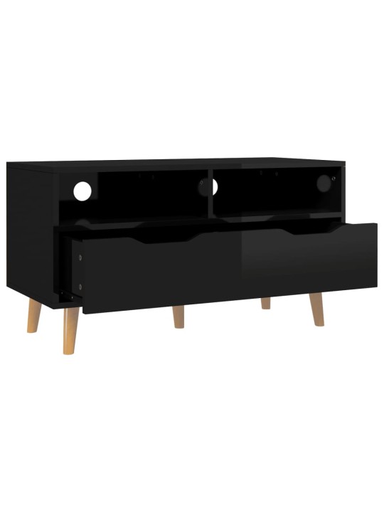 Tv skapītis, spīdīgi melns, 90x40x48,5 cm, inženierijas koks