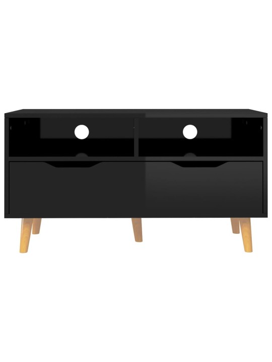 Tv skapītis, spīdīgi melns, 90x40x48,5 cm, inženierijas koks