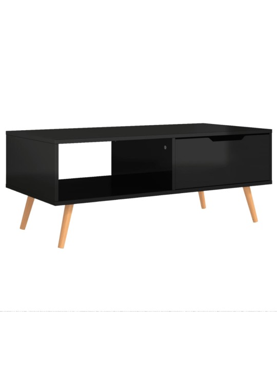 Kafijas galdiņš, spīdīgi melns, 100x49,5x43cm inženierijas koks