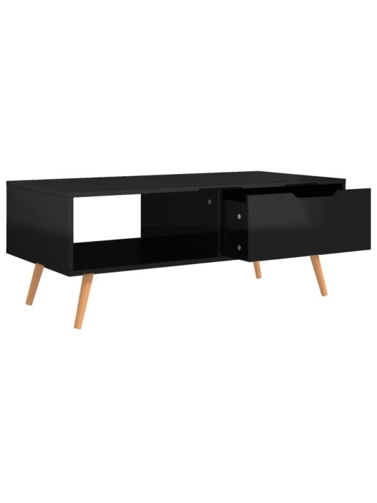 Kafijas galdiņš, spīdīgi melns, 100x49,5x43cm inženierijas koks