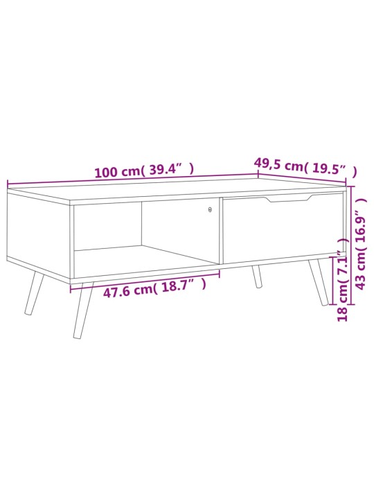 Kafijas galdiņš, kvēpināta ozolkoka, 100x49,5x43 cm