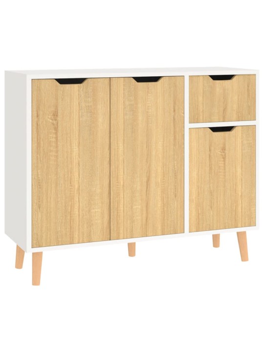 Kumode, balta, ozola krāsa, 90x30x72 cm, inženierijas koks