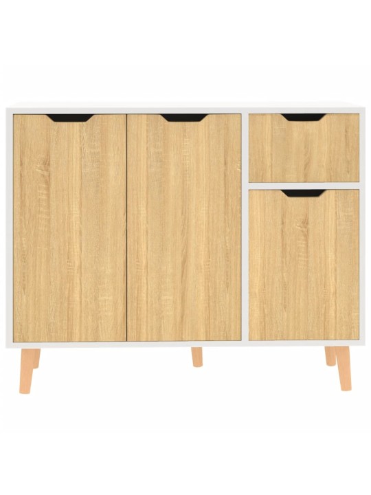 Kumode, balta, ozola krāsa, 90x30x72 cm, inženierijas koks