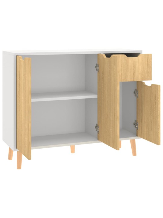 Kumode, balta, ozola krāsa, 90x30x72 cm, inženierijas koks