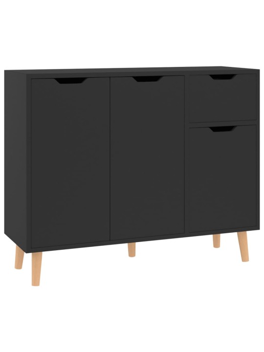 Kumode, spīdīgi melna, 90x30x72 cm, inženierijas koks