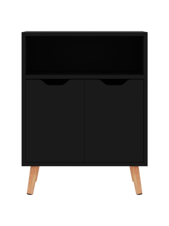 Kumode, spīdīgi melna, 60x30x72 cm, inženierijas koks