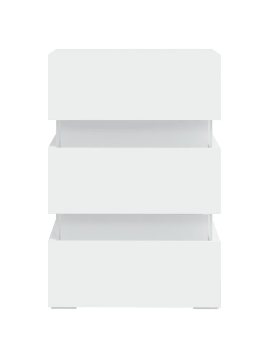 Naktsskapītis ar led, balts, 45x35x67 cm, inženierijas koks