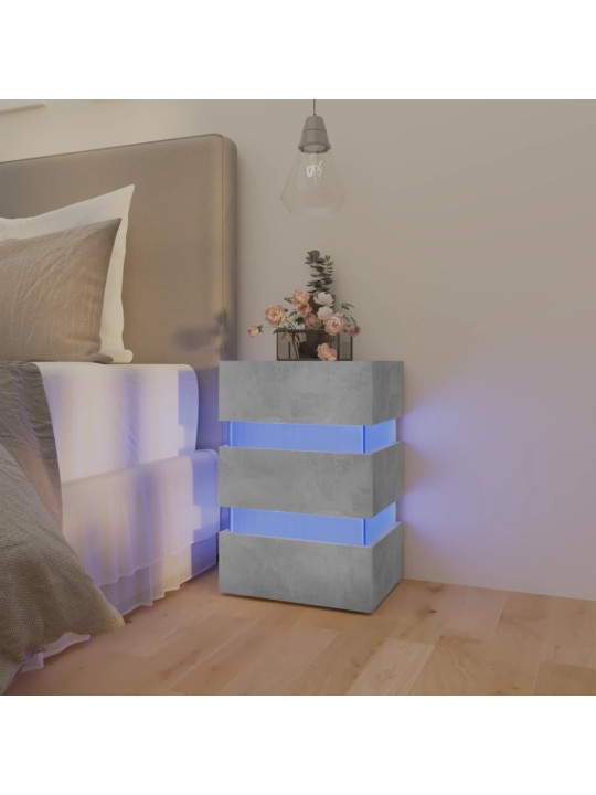 Naktsskapītis ar led, pelēks, 45x35x67 cm, inženierijas koks