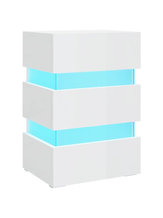 Naktsgaldiņš ar led, balts, 45x35x67 cm, inženierijas koks