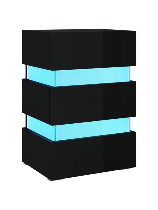 Naktsskapītis ar led, melns, 45x35x67 cm, inženierijas koks