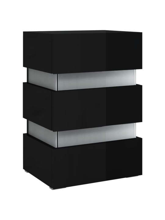 Naktsskapītis ar led, melns, 45x35x67 cm, inženierijas koks