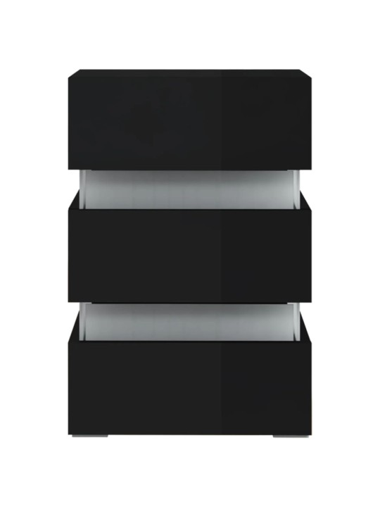 Naktsskapītis ar led, melns, 45x35x67 cm, inženierijas koks
