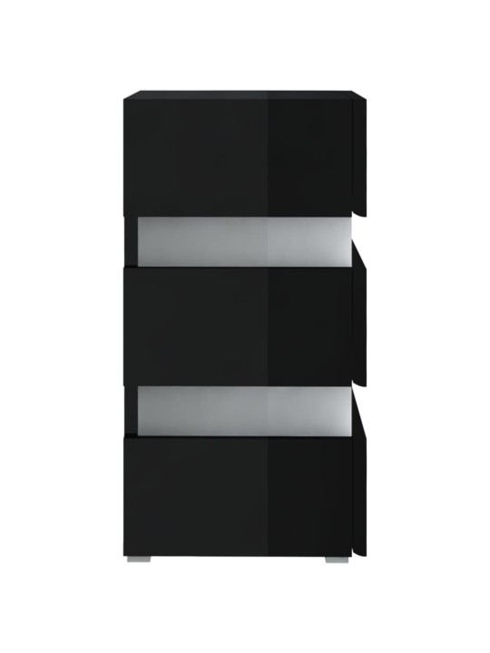 Naktsskapītis ar led, melns, 45x35x67 cm, inženierijas koks