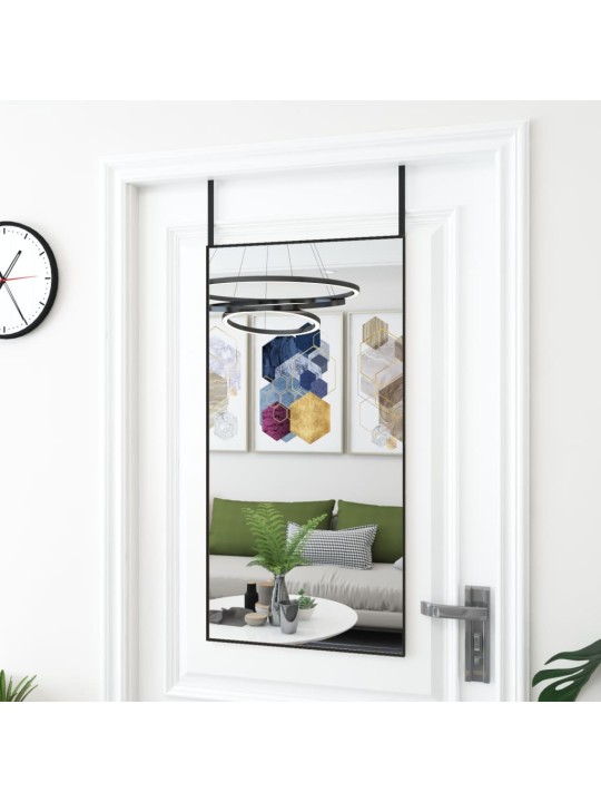 Durvju spogulis, melns, 50x100 cm, stikls un alumīnijs
