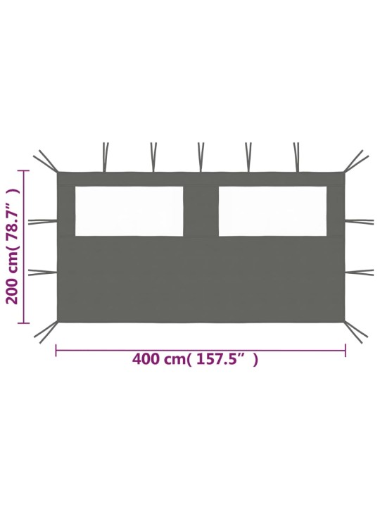 Dārza nojumes siena ar logiem, 4x2 m, antracītpelēka