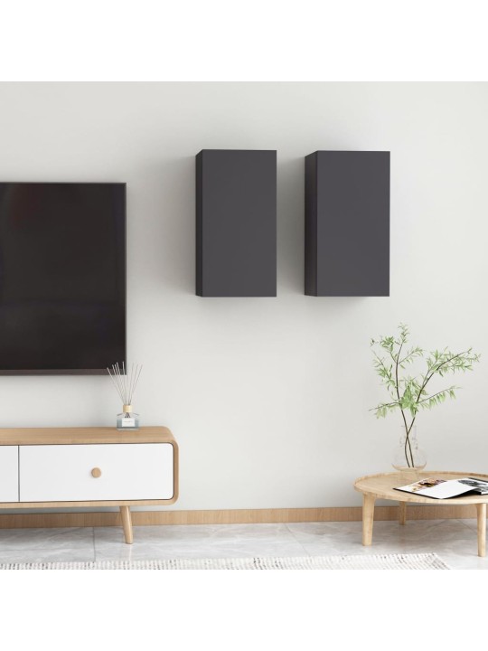 Tv skapīši, 2 gb., 30,5x30x60 cm, pelēki, inženierijas koks