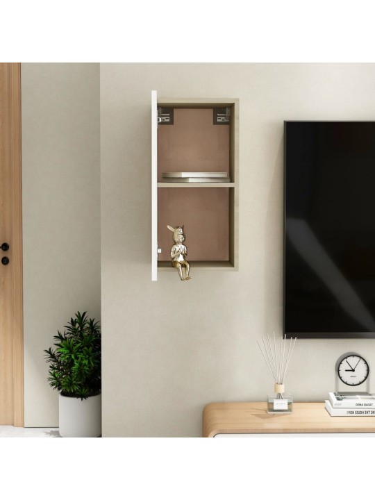 Tv skapītis, 30,5x30x60 cm, balts, ozola, inženierijas koks