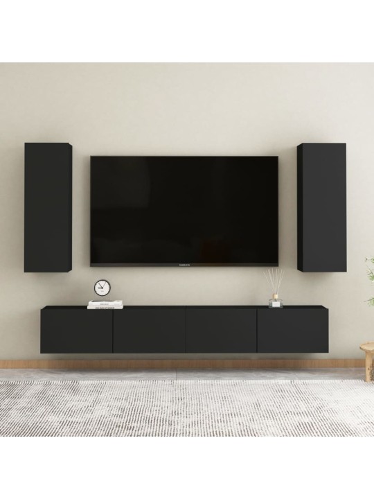 Tv skapītis, 30,5x30x90 cm, melns, inženierijas koks