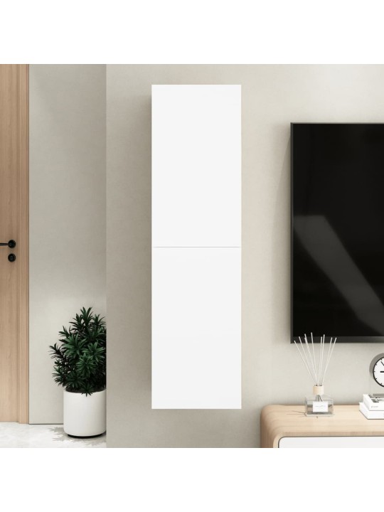 TV skapītis, balts, 30,5x30x110 cm, inženierijas koks