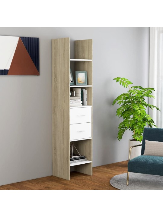 Grāmatu plaukts, balts, ozolkoka, 40x35x180cm inženierijas koks