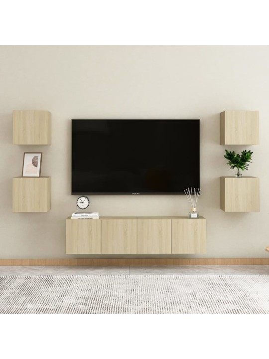 Sienas tv skapīši, 2 gab., ozolkoka, 30,5x30x30 cm