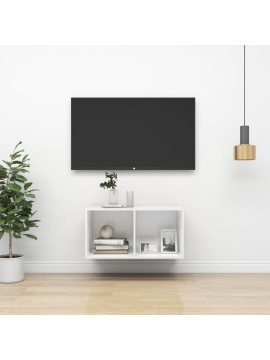 Sienas tv skapītis, balts, 37x37x72 cm, inženierijas koks