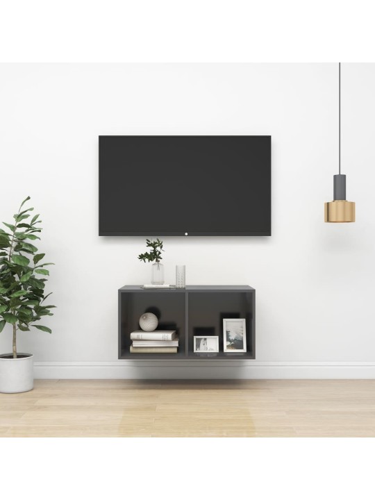 Sienas tv skapītis, pelēks, 37x37x72 cm, inženierijas koks