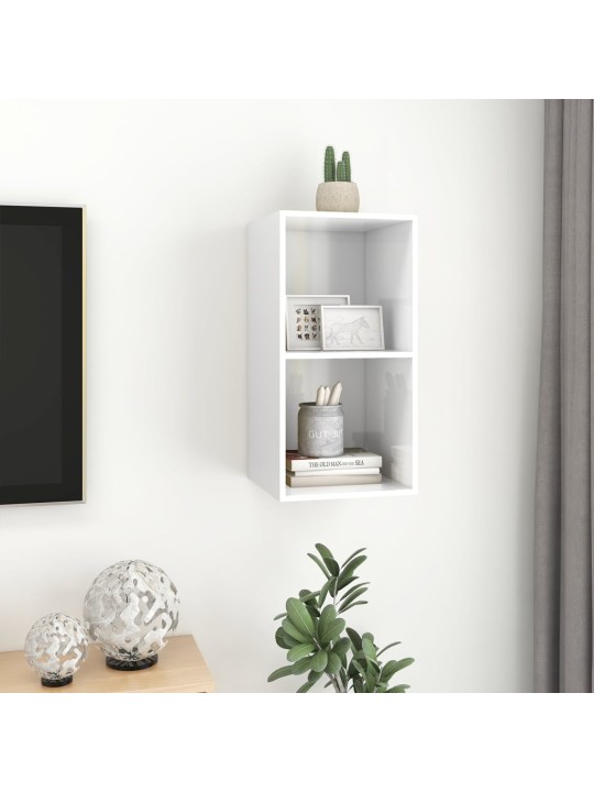 Sienas tv skapītis, spīdīgi balts, 37x37x72cm inženierijas koks